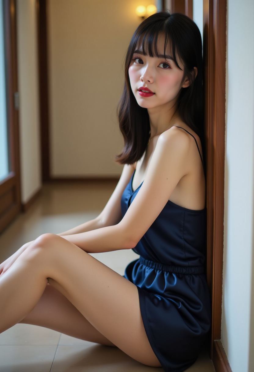 她从桥上走过